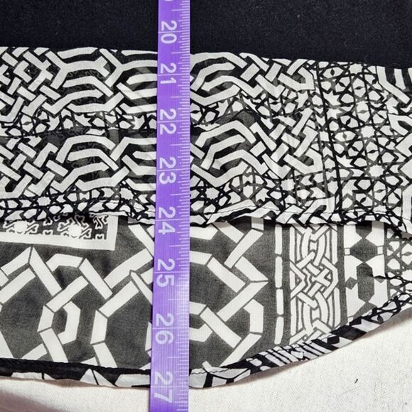 Cache Black White Geometric Print High Low Geometric Print Semi Sheer Tank Top - Picture 8 of 8